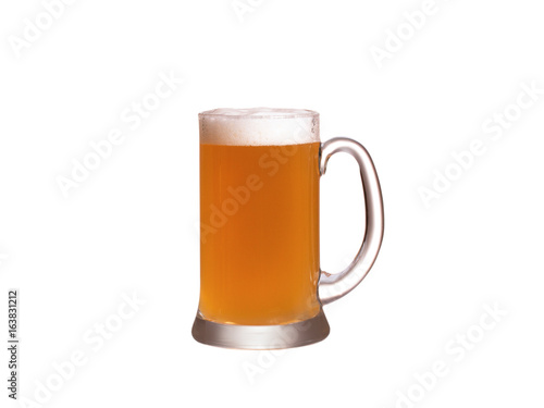 Glass of beer isolated on white background. Ale