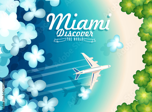 Welcome to USA. Miami. United States of America poster. Vector illustration about travel