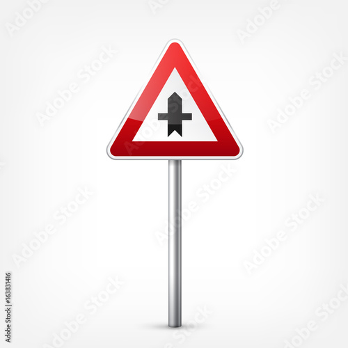Road red signs collection isolated on white background. Road traffic control.Lane usage.Stop and yield. Regulatory signs. Curves and turns.