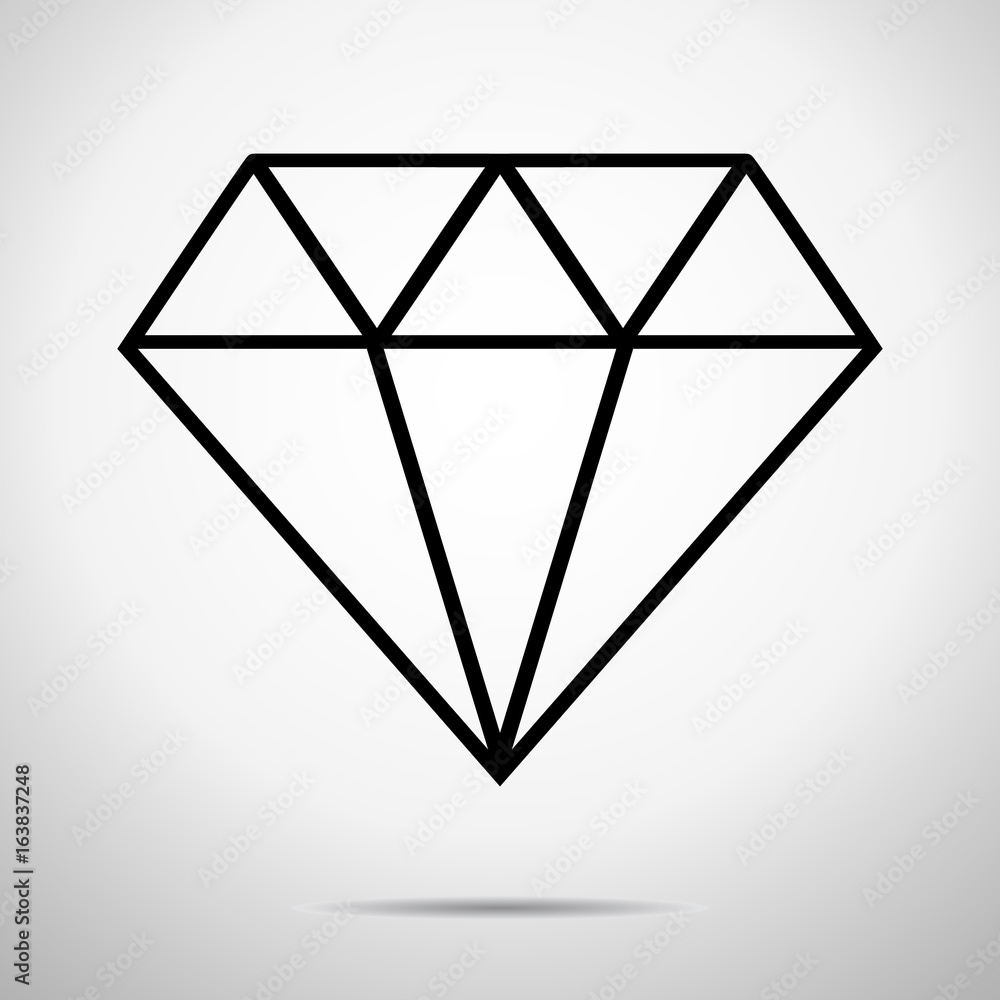 Diamond Icon Isolated, Luxury Crystal Diamond Icon Isolated, Luxury Crystal