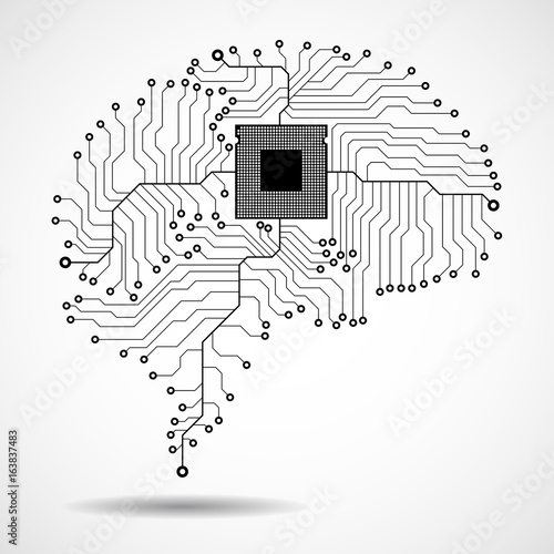 Abstract technological brain. Cpu. Circuit board. Vector illustration. Eps 10