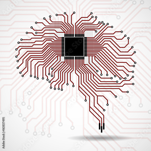 Abstract technological brain. Cpu. Circuit board. Vector illustration. Eps 10