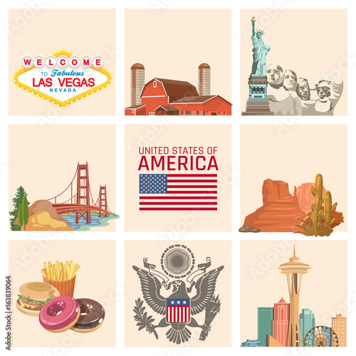 Welcome to USA. United States of America poster. Vector illustration about travel