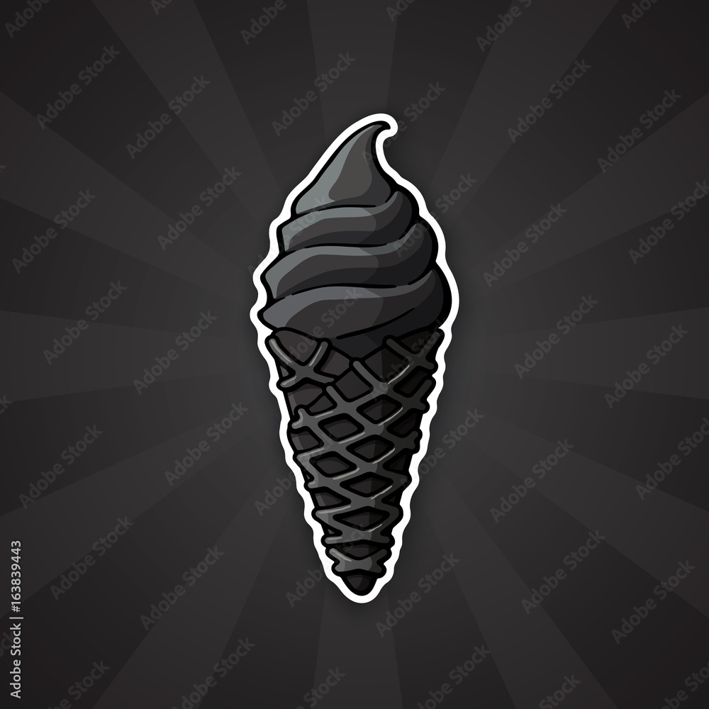 Ice Cream Cone Vector Black