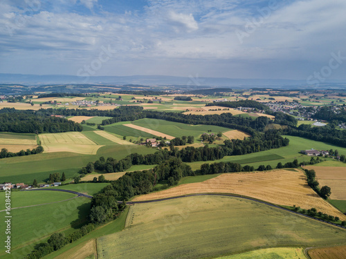 Aerial view of rural landscape in Switzerland