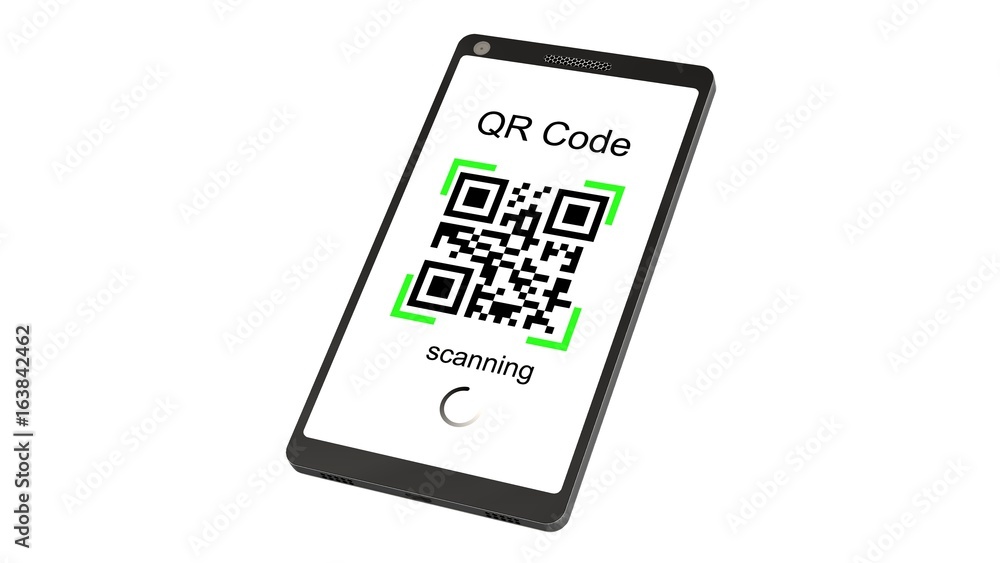 
QR Code scanning with modern touchscreen smartphone - isolated on white