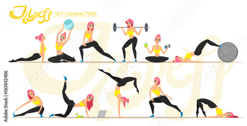 Fitness girl. Healthy lifestyle. Workout set