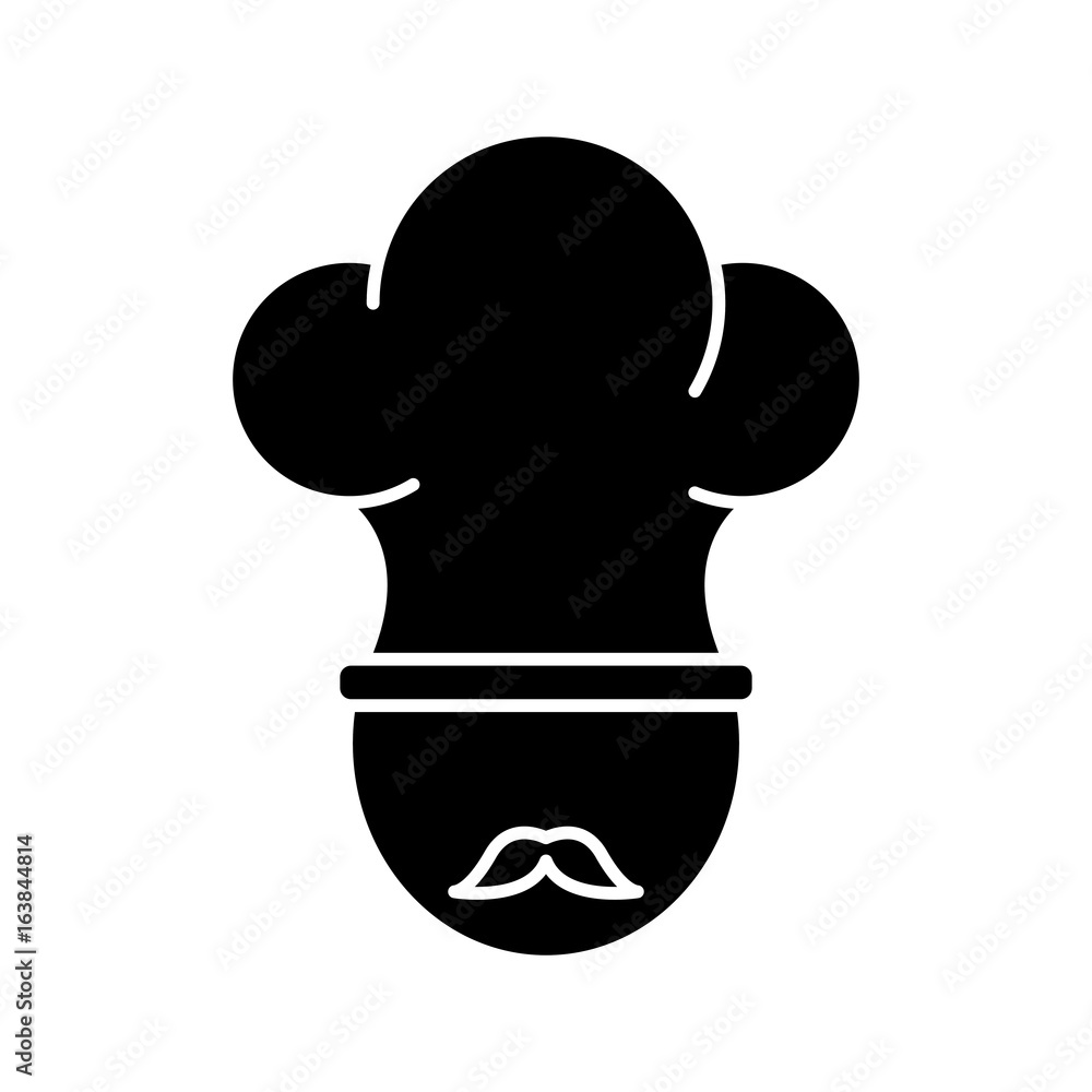 man with mustache and chef hat icon over white background vector illustration man with mustache and chef hat icon over white background vector illustration