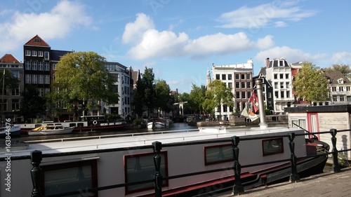 Amsterdam, port, vu du ciel, paysage, monument, bateau, ciel, pont, bodybuilding, tour, couché soleil
