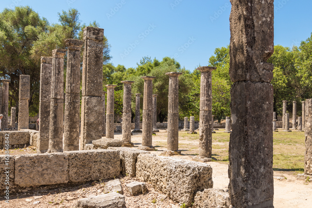 Ruins of the ancient Olympia (Palaestra), Peloponnes, Greece