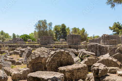 Ruins of the ancient Olympia (Temple of Zeus), Peloponnes, Greece