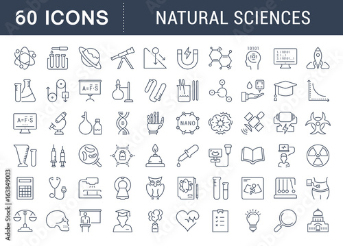 Set of Line icons of natural history