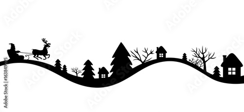 Winters landscape with Santa sleigh