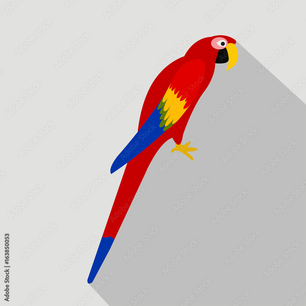Colorful parrot cartoon flat icon. Brazil. Vector illustration.