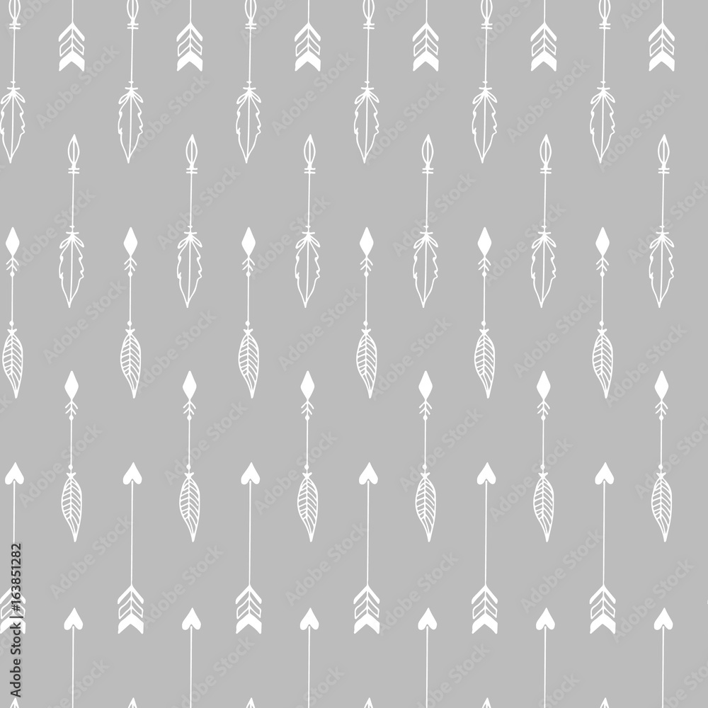Cute hand drawn arrows seamless pattern. Vector illustration in boho style. Cute hand drawn arrows seamless pattern. Vector illustration in boho style.