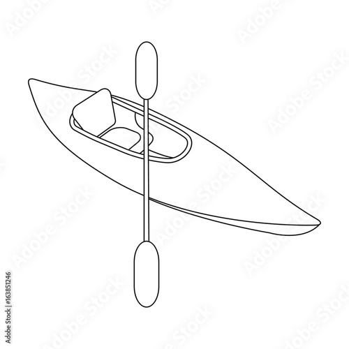 Kayak with oars.Extreme sport single icon in outline style vector symbol stock illustration web.