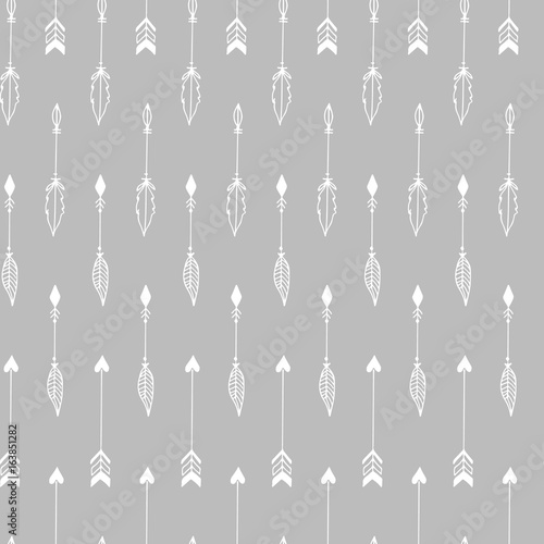 Cute hand drawn arrows seamless pattern. Vector illustration in boho style.
