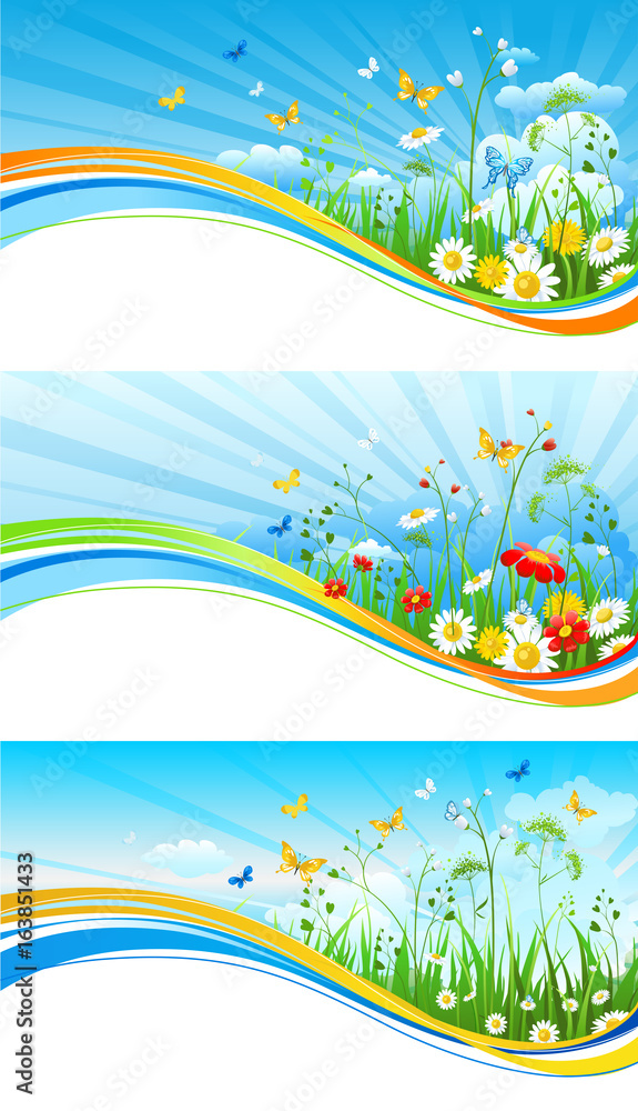 Obraz premium Sky and flowers banners