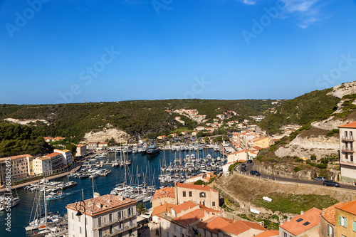 Corsica, France. Picturesque view of the port in Bonifacio