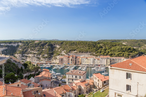 Corsica, France. Bonifacio: view of the town and port
