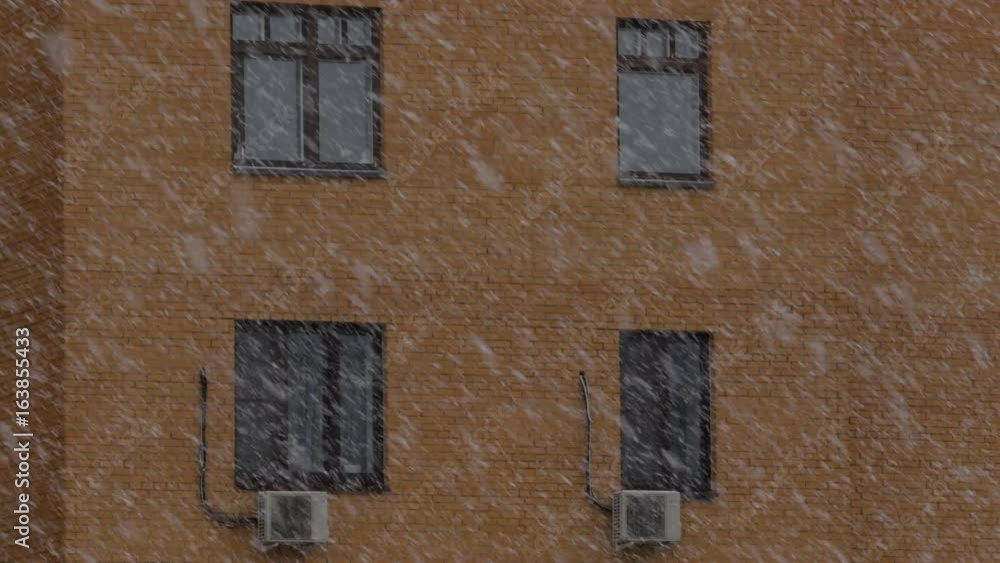 Winter Snowfall High-Rise Building Winter Snowfall High-Rise Building