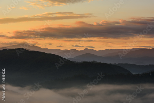 Orange Sky at Sunrise Over Smoky Mountains