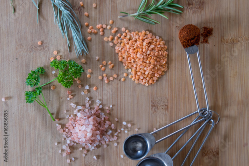 Spices, Herbs, and Lentils Ready to Cook