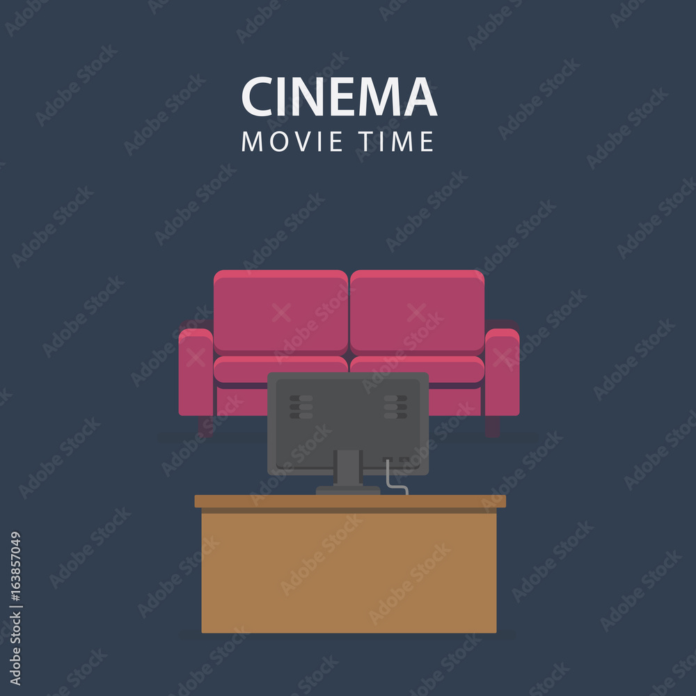 Home Cinema Illustration. Movie Time Home Cinema Illustration. Movie Time
