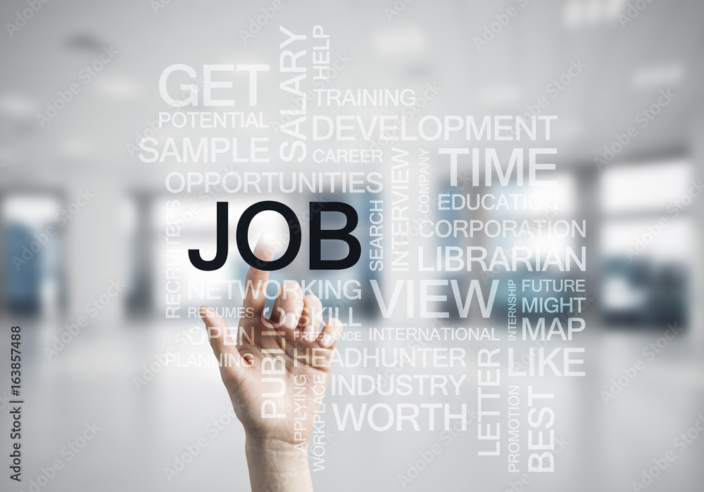 Concept of modern business with palm choocing on of keywords for Concept of modern business with palm choocing on of keywords for