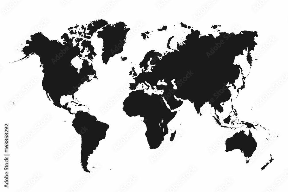 World map. Monochrome world map icon