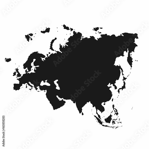 Eurasia map. Monochrome Eurasia continent icon. Europe and Asia map