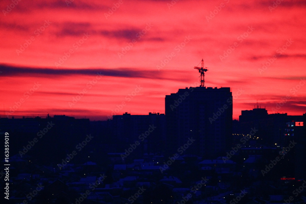Naklejka premium red and pink sunset