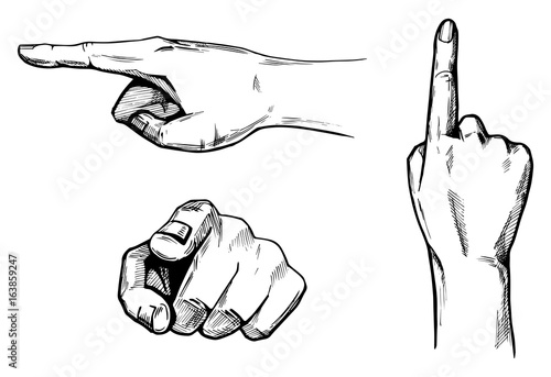 Pointing hands set