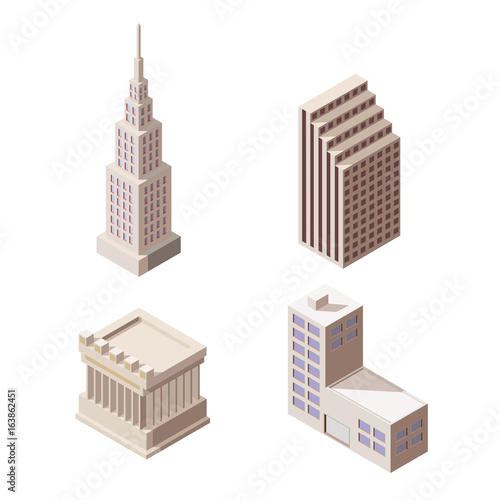 Vector 3D isometric illustration of buildings.