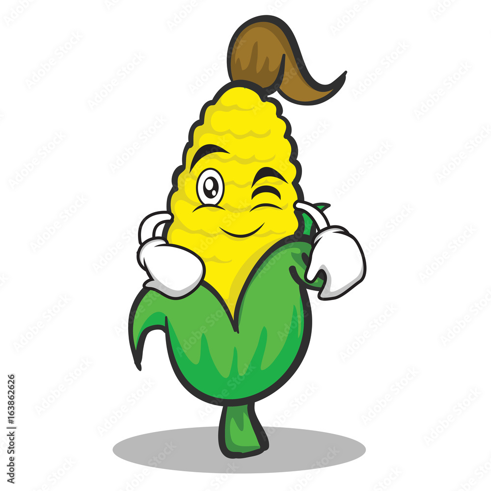Wink face sweet corn character cartoon Stock Vector | Adobe Stock