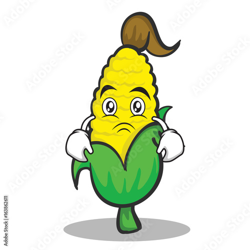 Sad face sweet corn character cartoon