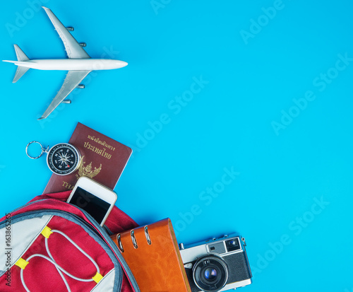 Packing Documents and gadgets for world travel photo