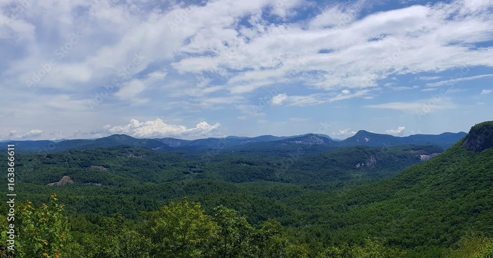 North Carolina Mountain View with Trees and Clouds
