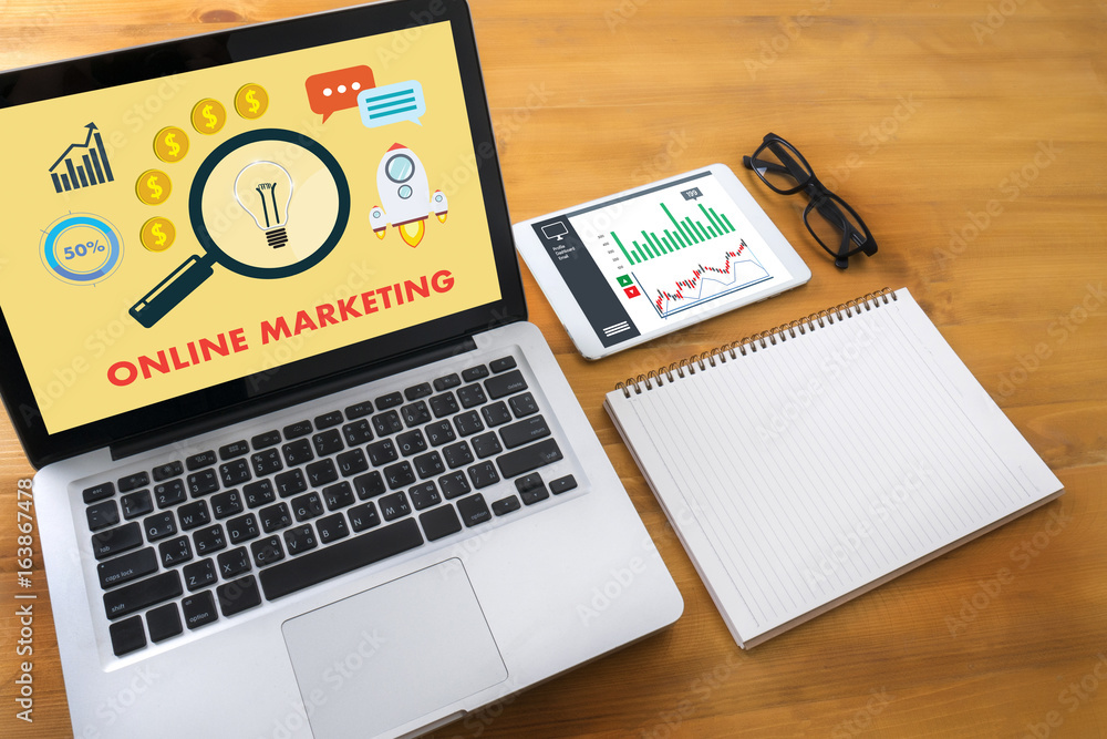 ONLINE MARKETING man on computer Advertisement Social On line Market word Startup Marketing Online Project ONLINE MARKETING man on computer Advertisement Social On line Market word Startup Marketing Online Project