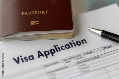 Visa application form to travel Immigration a document photo