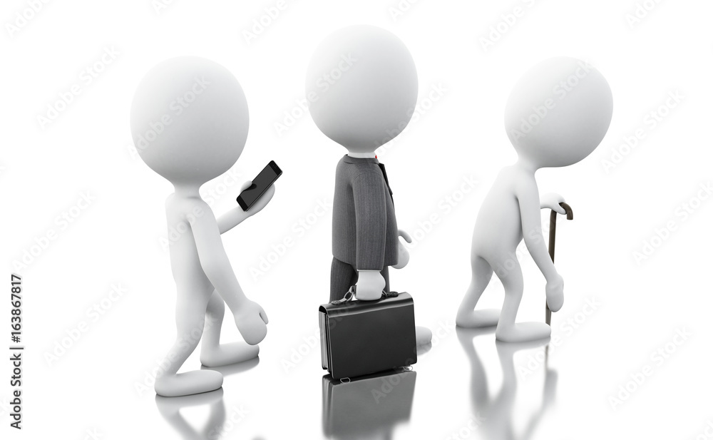 3d illustration. White people age evolution 3d illustration. White people age evolution