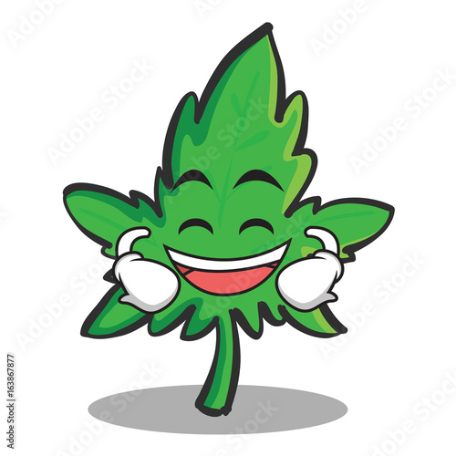 Laughing face marijuana character cartoon