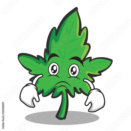 Sad face marijuana character cartoon