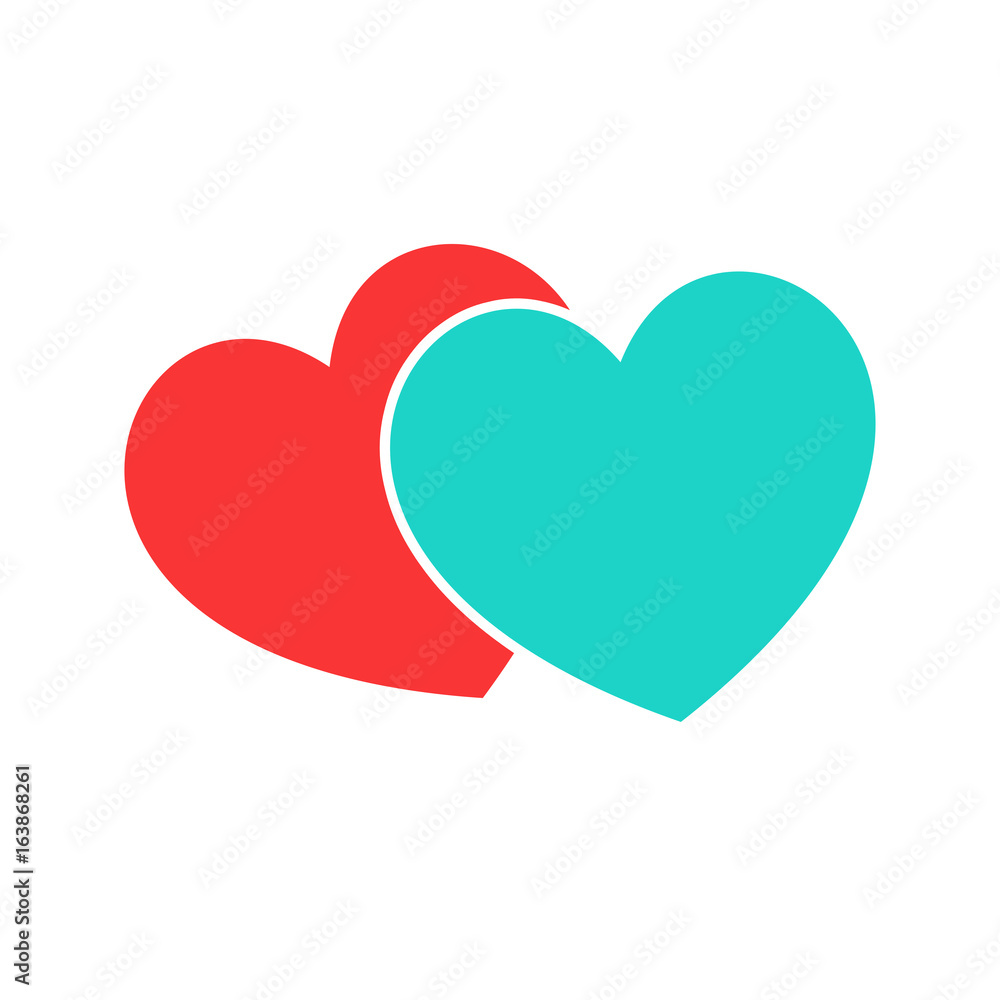 Love heart icon, modern minimal flat design style
