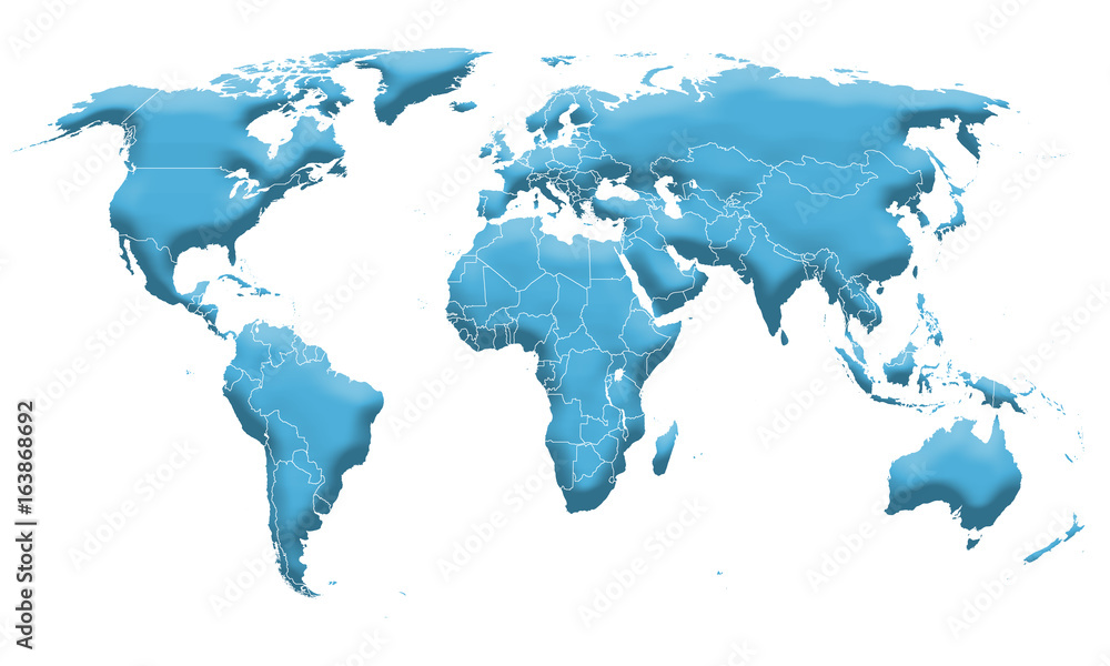 World simple map on white background