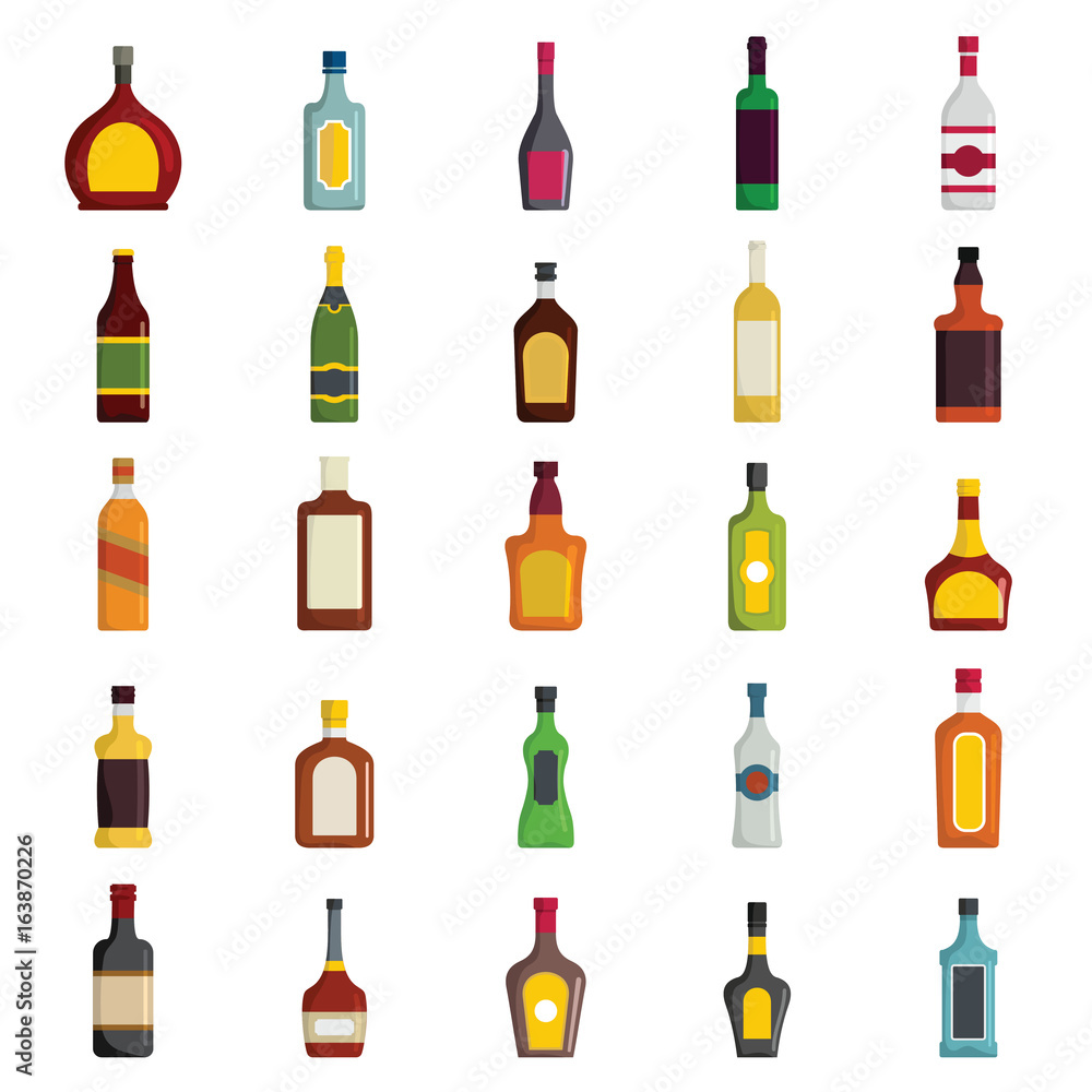 Alcoholic Drinks Bottles Large Vector Set Alcoholic Drinks Bottles Large Vector Set