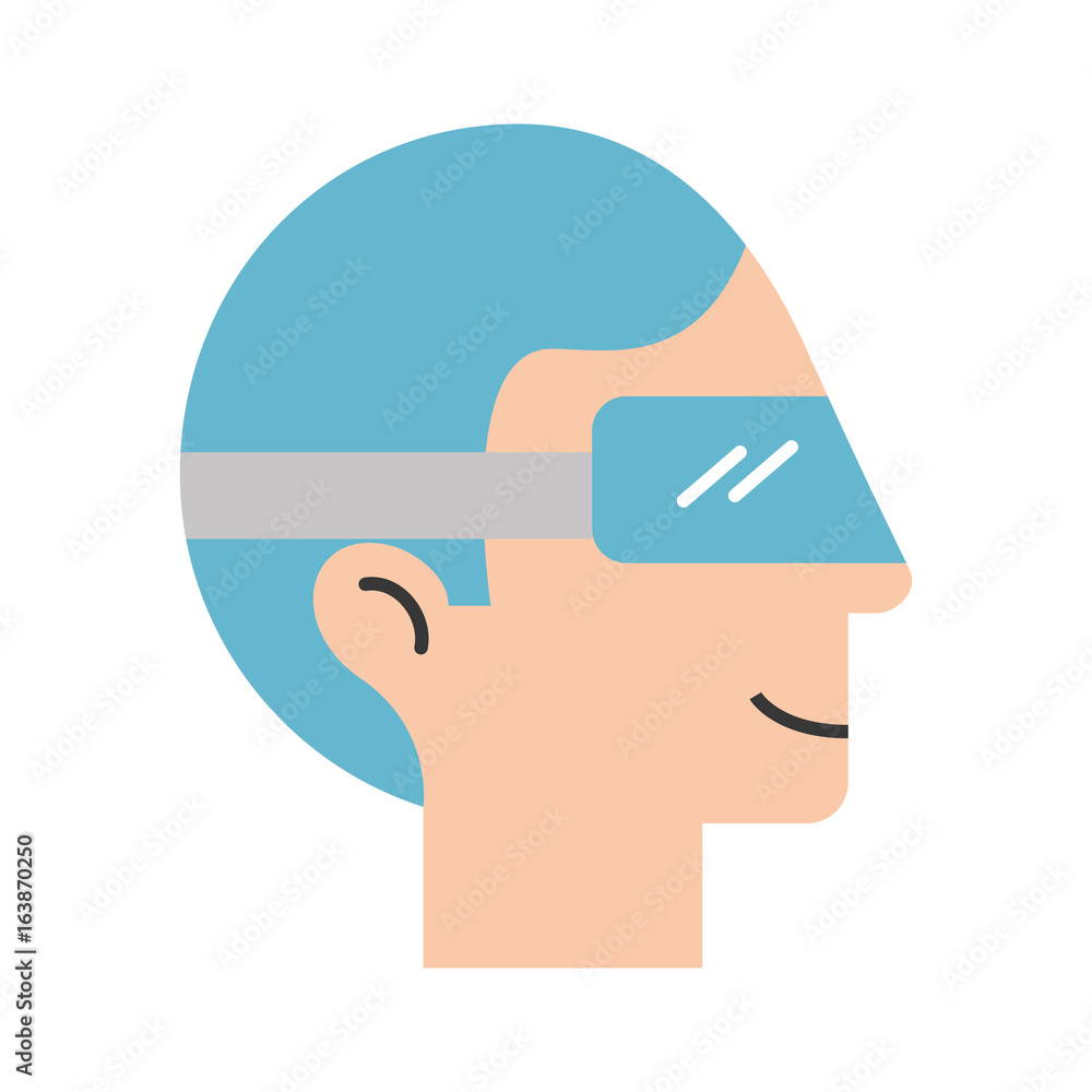 Man with virtual reality glasses vector illustration design