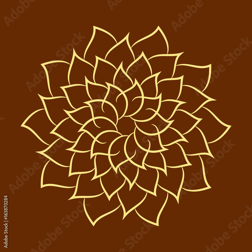 Mandala ornament. Round template. Decorative element  can be used for greeting card, wedding invitation, yoga poster, coloring book.. Doodle emblem.