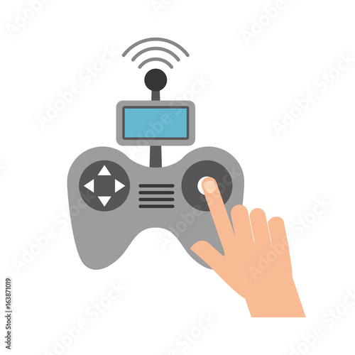 hands human with Drone remote control icon vector illustration design