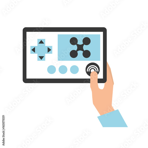 hands human with Drone remote control icon vector illustration design